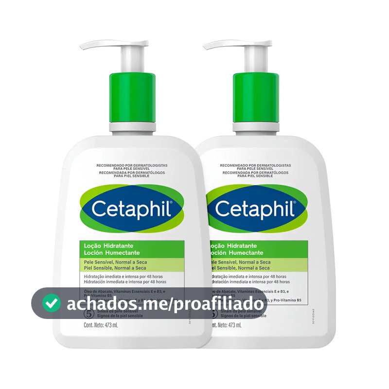 Emulsão Cetaphil Kit Cetaphil Loção Hidratante Corporal e Facial en dispensador 473mL neutra - kit x 2 unidades