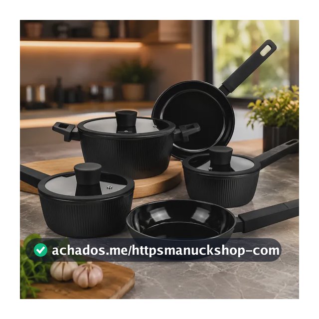 Jogo De Panelas Ceramica 5 Peças Gourmet Maison Indução Gás Maison Preto