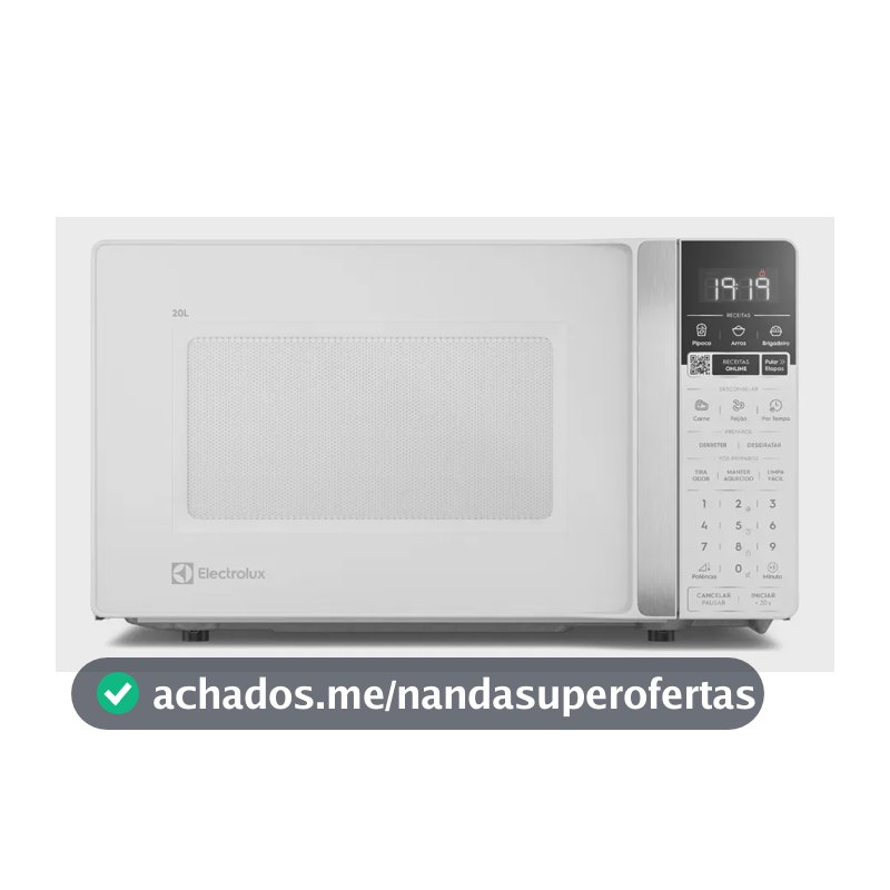 Micro-ondas Electrolux Efficient 20L Branco Função Descongelar e Receitas Pré-Programadas (ME20B)