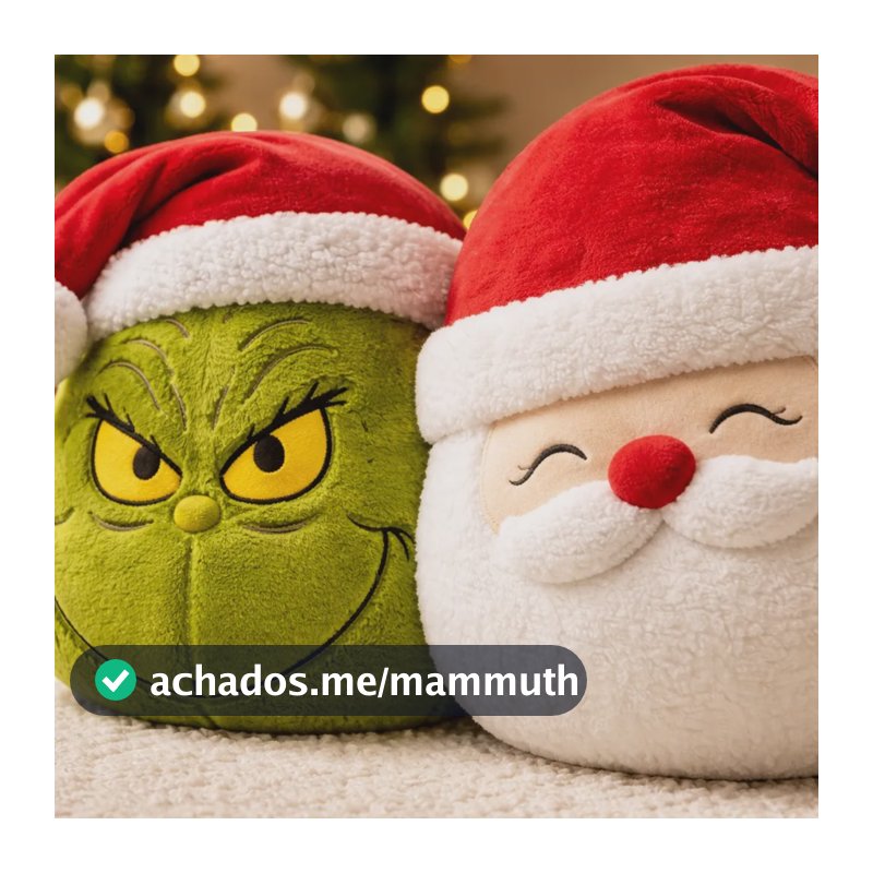 Kit 2 Almofadas Natalinas Grinch E Papai Noel 30cm Decoração Papai Noel Grinch