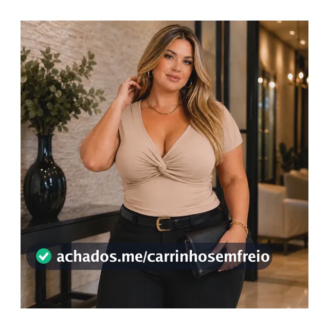 Blusa Plus Size Feminina Decote V Nó Frontal Suplex Premium