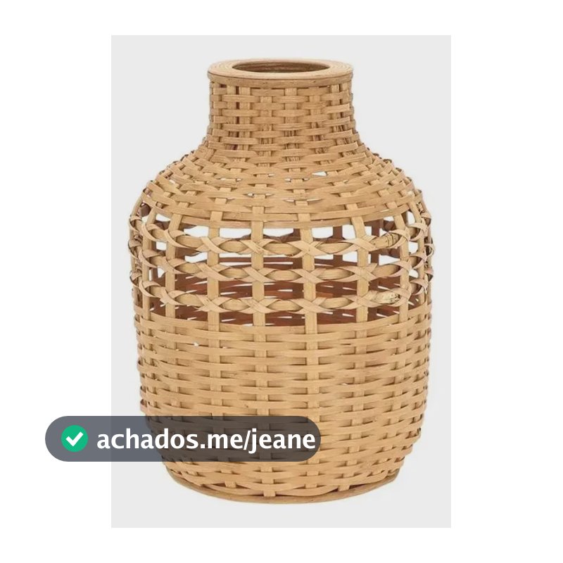 Vaso Decorativo Trançado Em Bambu Natural Mart 34x25cm