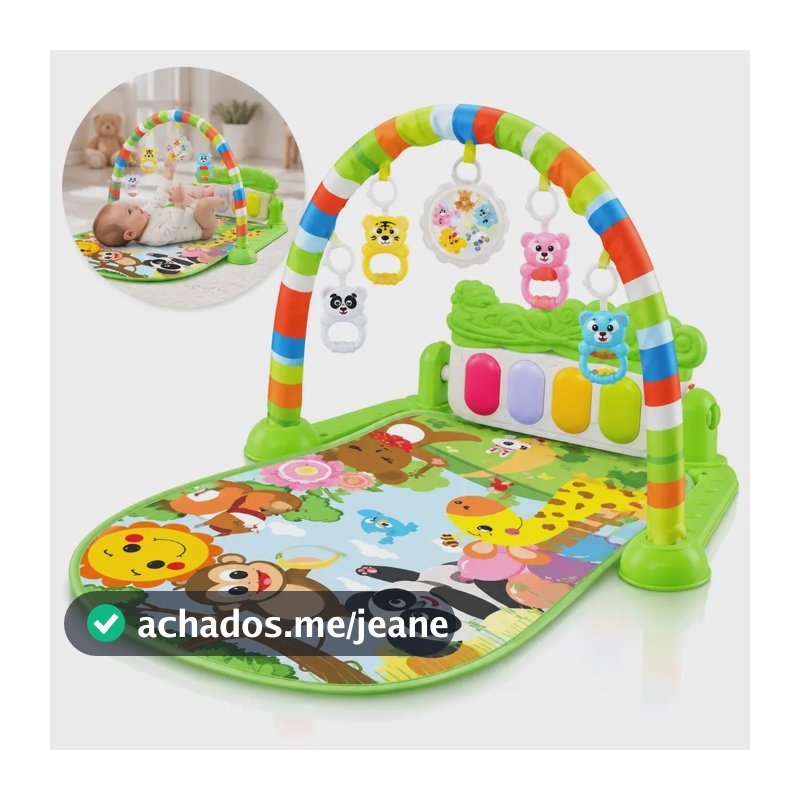 Tapete de atividades bebe infantil Piano Musical AMR-1013 Com brinquedos interativo bebe Cor Verde