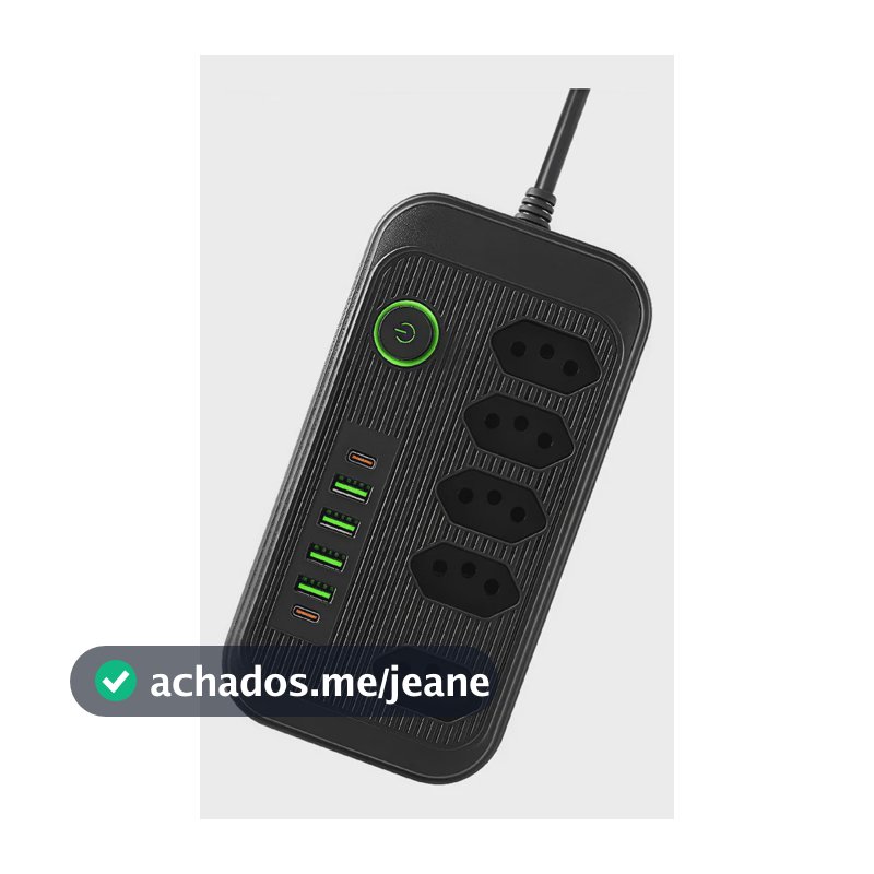 Extensão 5 Tomadas E  1 Pd 4 Usb Led Bivolt Power 127v/220v Preto 127/220v