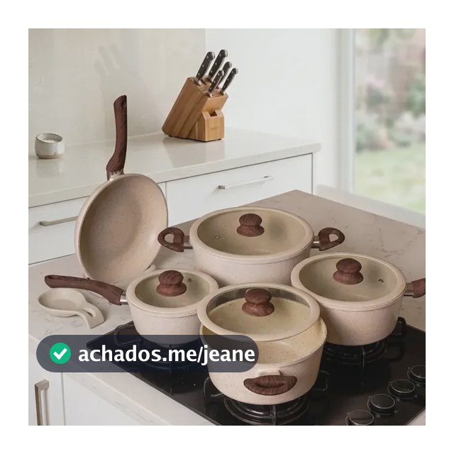 Kit Panelas Messina 5 Peças Gás Elétrico Indução Cerâmica Creme