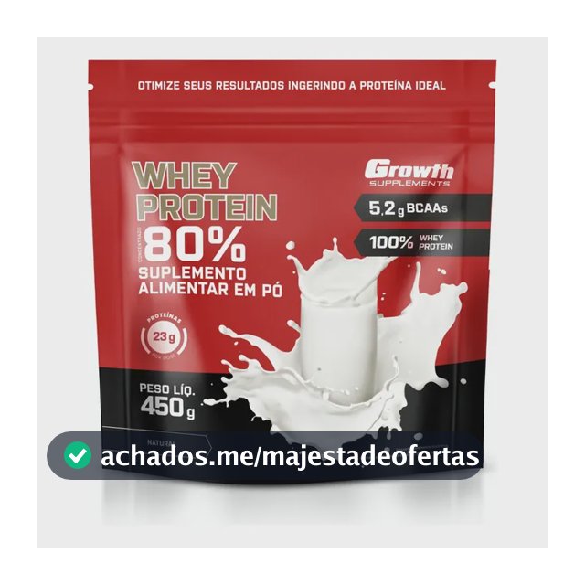 Whey Protein Concentrado 450g Growth Supplements Natural