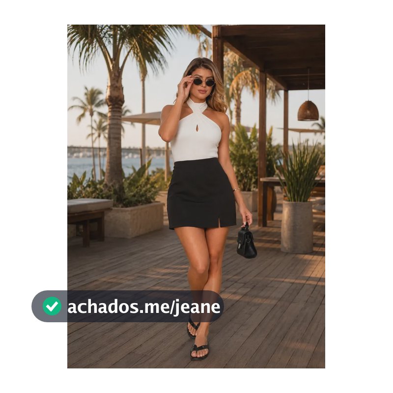 Short Saia Feminino Alfaiataria Social Elegante Casual Chic Preto Liso M