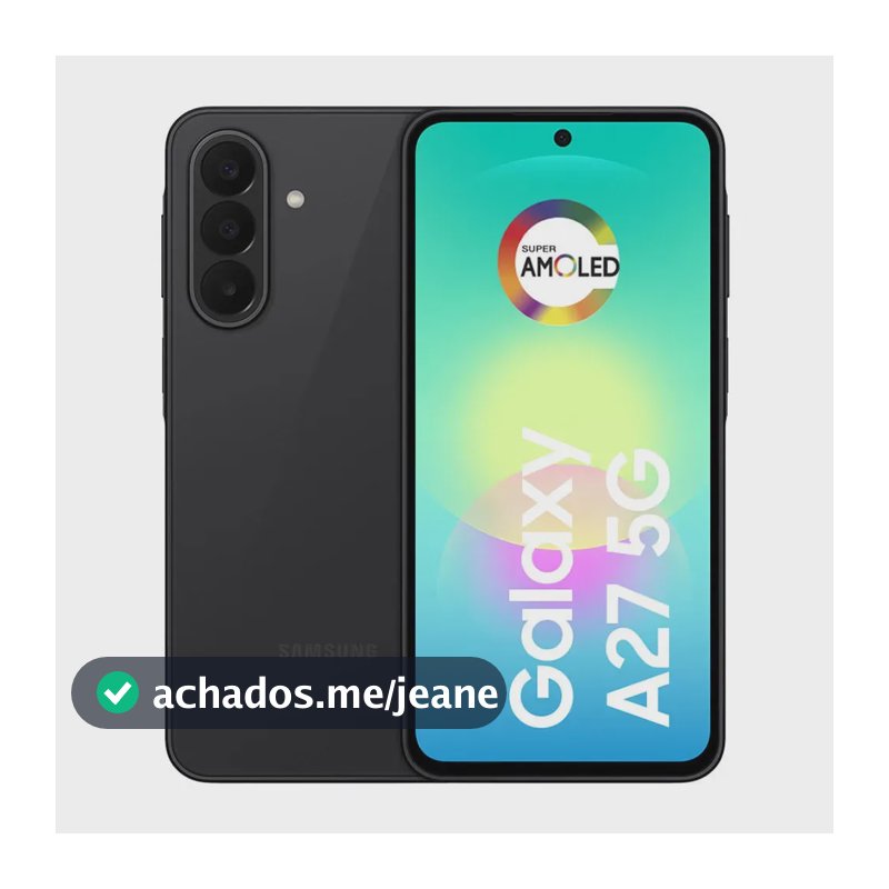 Smartphone Samsung Galaxy A27 5G 128GB 6GB, Super Amoled 6.7'', Câmera Tripla 50MP Selfie 12MP, 5000 mAh, Ip67, NFC, Dual Sim, Recursos IA - Preto