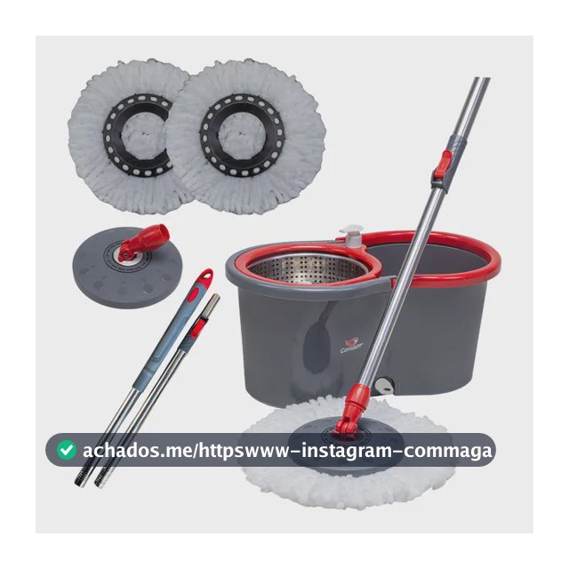 Mop Esfregão Giratório Condor Balde Inox 13 Litros + Refil Microfibra + Cabo Longo 1,4 Metros