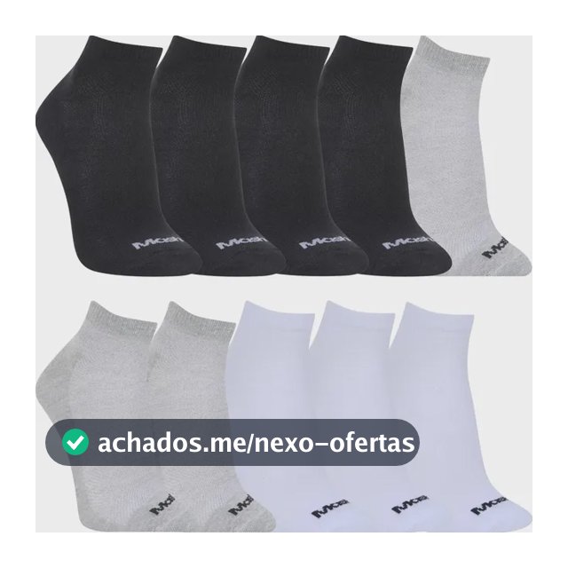 Kit Com 10 Meias Mash Cano Curto Esporte Unissex