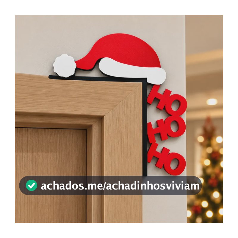 Enfeite De Natal Para Canto De Porta Papai Noel Ho Ho Ho Preto