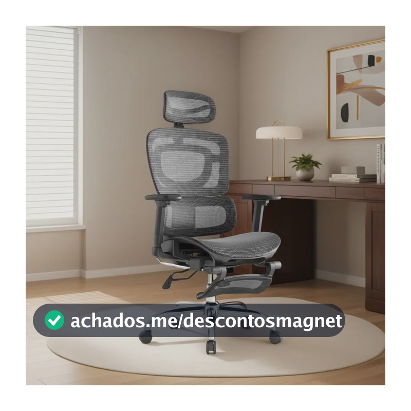 Cadeira De Escritório Ergonômica Mônaco Bt07 Luvinco Malha Respirável Com Suporte Lombar Adaptável Apoio Para Pés Retrátil Encosto Ajustável Seis Posições Cor Preta Suporta 200kg