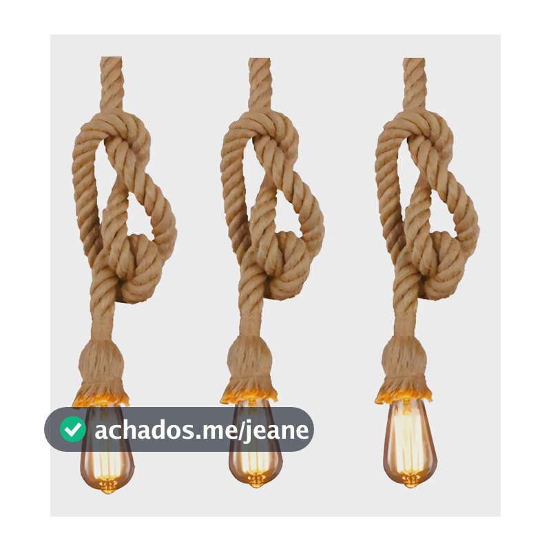 Kit 3 Luminárias Pendentes Edison Corda Retro 1,10 m Voltagem Start Decor