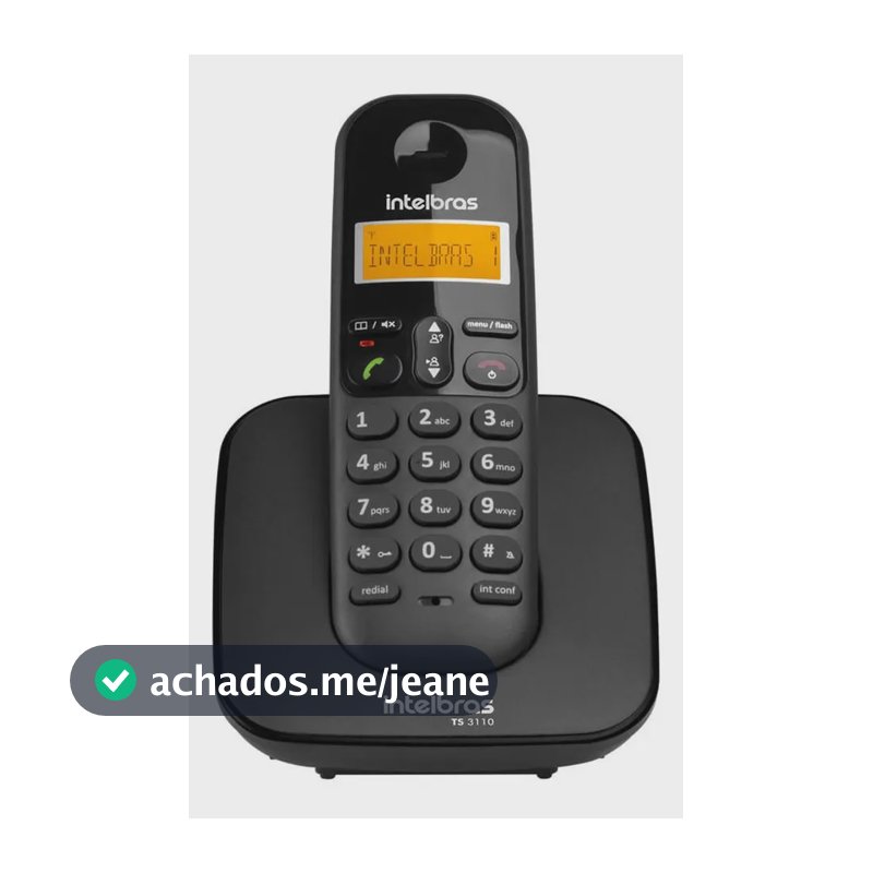 Telefone Sem Fio Intelbras Ts 3110 Preto Visor Luminoso Com Identificação de Chamadas