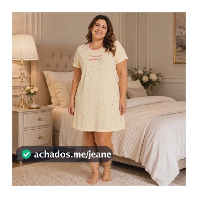 Camisola Plus Size Feminina Manga Curta Estampada Malha