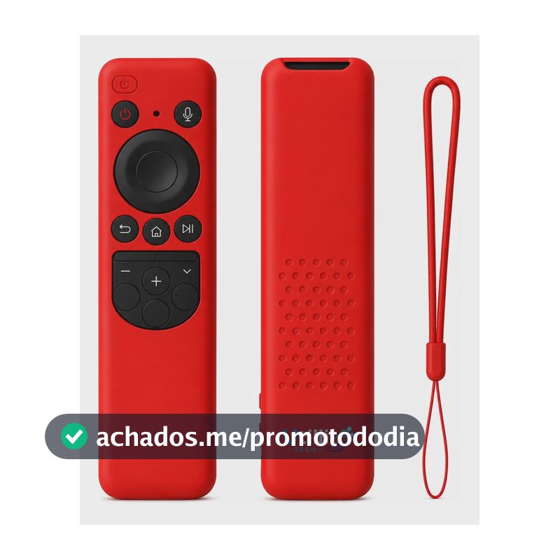 Capa de Silicone para Controle Remoto Samsung BN59-01432A Vermelha com Cordão