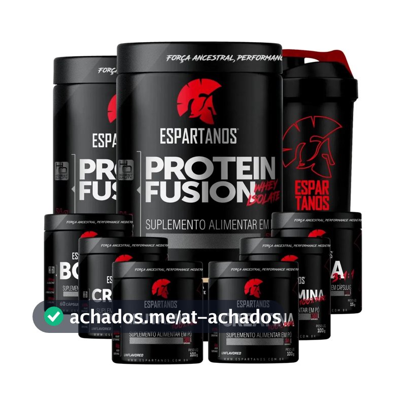 Kit 2x Whey Fusion + 2x Bcaa + 2x Crea + 2x Glutamina + Copo Sabor Baunilha+Baunilha