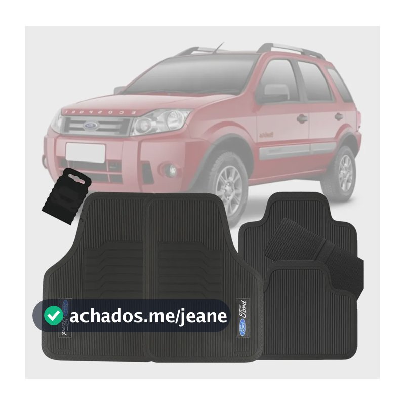 Tapete Automotivo Universal Borracha Ecosport 2004 A 2012 Preto 5 Peças