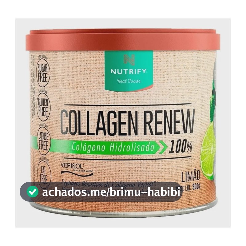 Colágeno Hidrolisado Nutrify Collagen Renew Sabor Limão de 300g