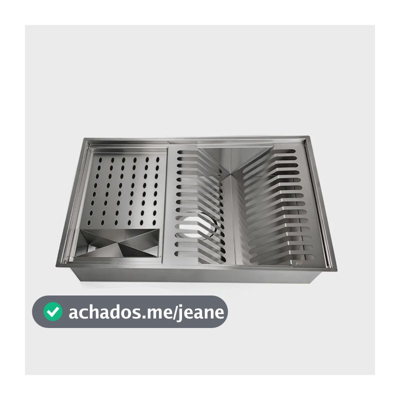 Canal Organizador Calha Pia Cozinha Umida Escorredor Louças Aço Inox 304 3 Módulos Gourmet Tubrax