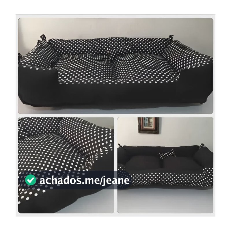 Cama Grande Para Pets Vest Pet Caminha de Cachorro Preto/Branco