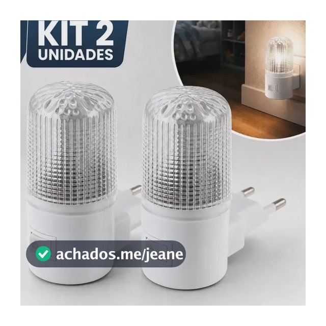 Kit 02 Abajur de Tomada Bivolt Luz Noturna LED Luminária Mini Infantil Quarto Bebê Corredor Alínea
