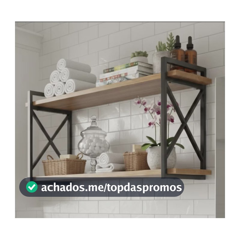 Prateleira Estilo Industrial X Decorativa Minimalista 60x23 Preto