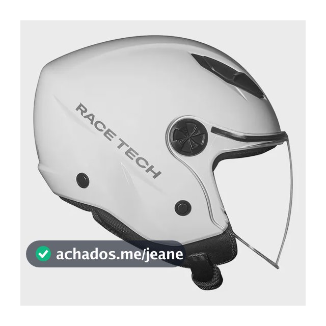 Race Tech Play Capacete Aberto Adulto ABS Viseira Antirrisco Branco Tamanho 58