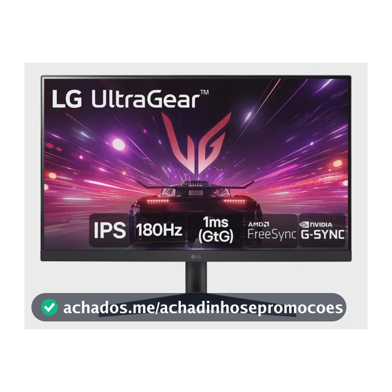Monitor Gamer LG UltraGear 24”IPS Full HD 180Hz 1ms (GtG) NVIDIA G-SYNC AMD FreeSync HDR10 sRGB 99% HDMI DisplayPort, Preto- 24GS60F