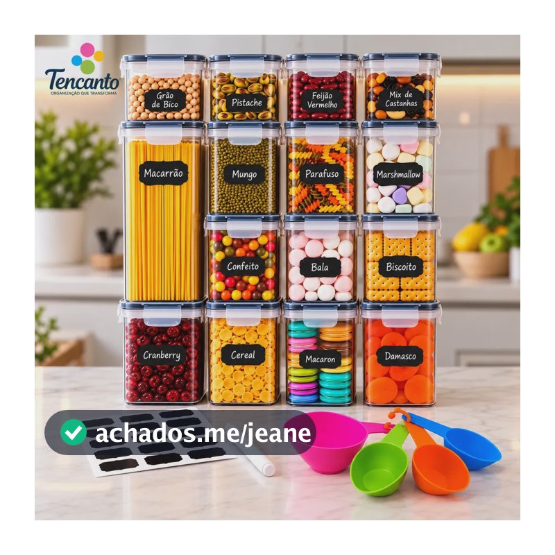 Kit 15 Potes Herméticos Tencanto Mantimentos Para Cozinha Branco