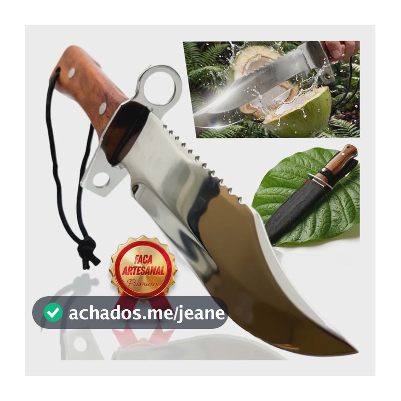 Faca Tática Garra Grande Rustica Aço Inox Full Tang Com Bainha Camping Sobrevivência Pesca Caça Churrasco Multiuso Profissional Cabo Madeira Resistente Outdoor Trilha Corte Limpa Peixe