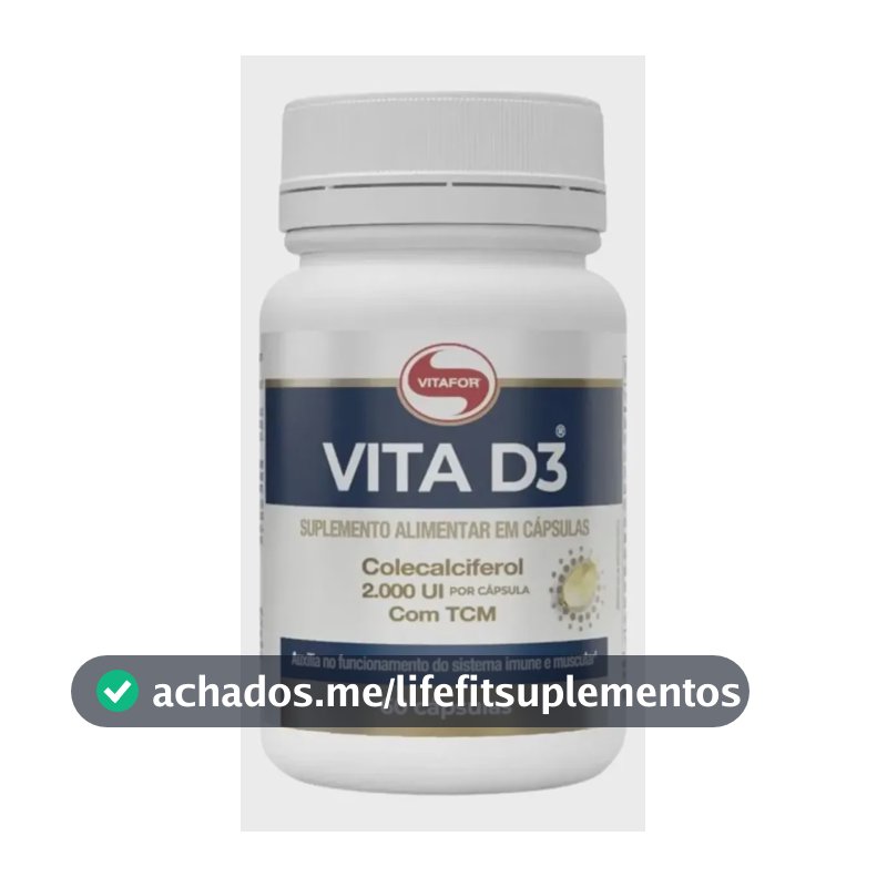 Vita D3 Vitafor - Vitamina D3 60 Cápsulas Sem Sabor Sem Sabor