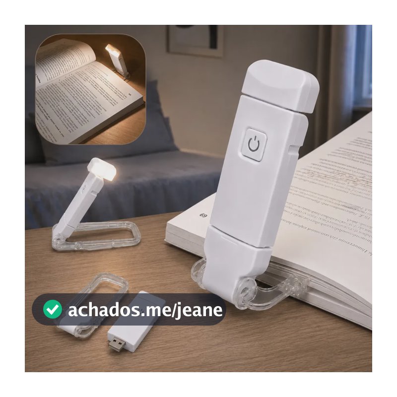Luminária Luz Led De Leitura Noturna Para Livro Recarregavel Usb Com Clipe Alínea