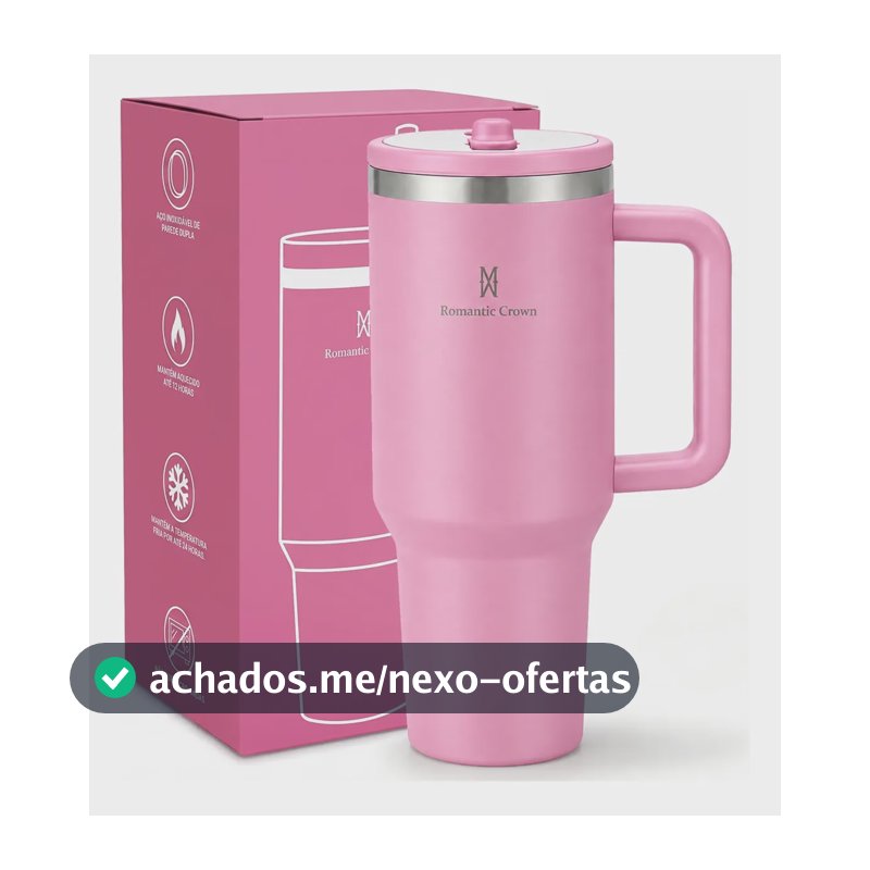 Copo Térmico 1.2l Inox Tampa Flip Canudo Alça Carro Academia Rosa Escuro Cor Pura / Material Fosco