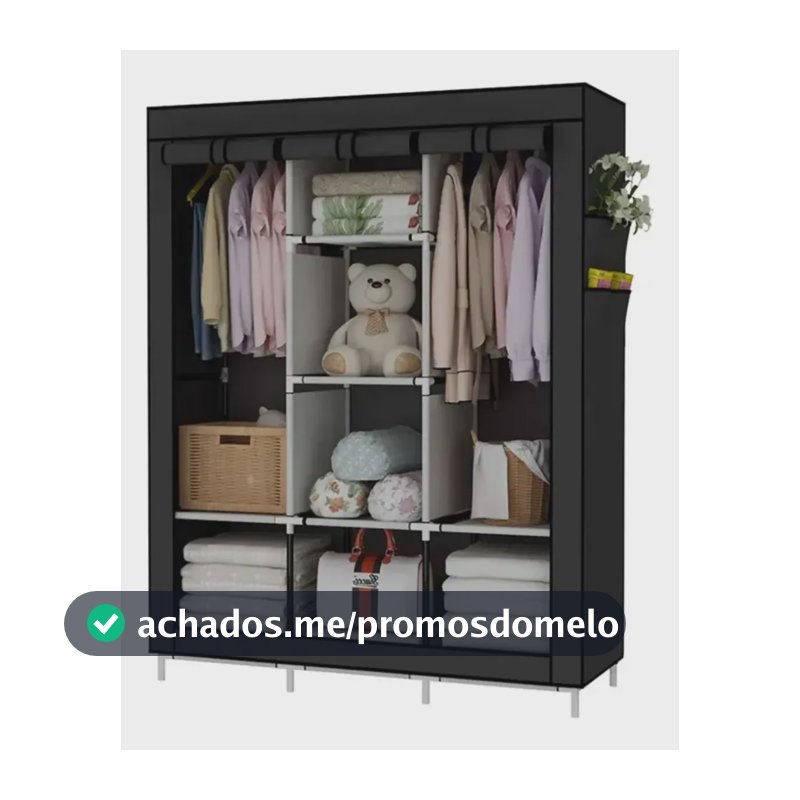 Armário Guarda Roupa Organizador Dobrável Desmontável G Ou M Preto