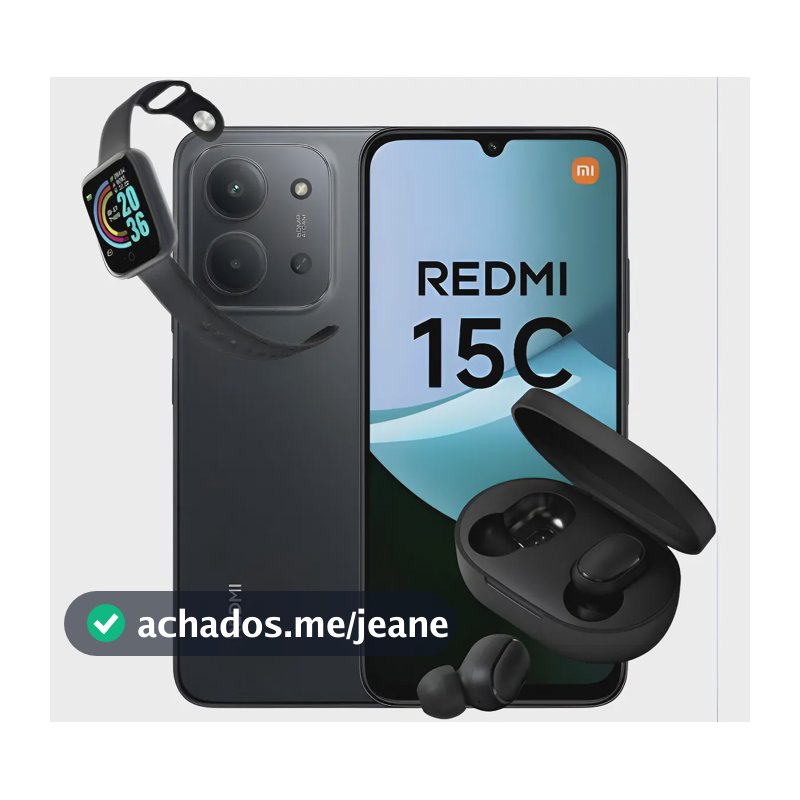 Xiaomi Redmi 15c 256gb 8gb Ram + Brinde Fone E Relogio Preto
