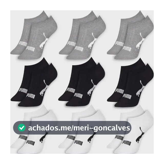 Kit 9 Pares Meias Puma Sapatilha Soquete Invisível Original