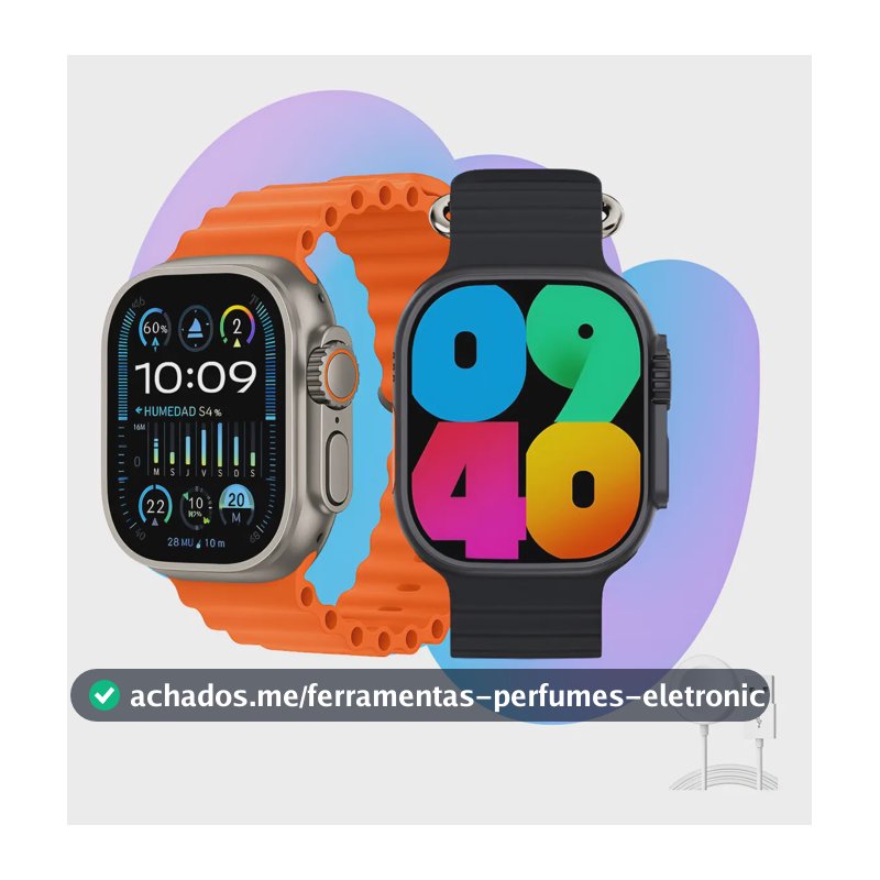 Relogio Smartwatch 10 Ultra Plus Preto Tela AMOLED Monitor Saúde GPS Bluetooth