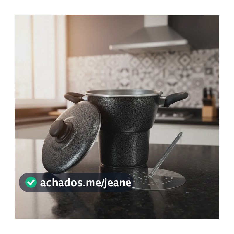 Cuscuzeira Em Alumínio Craquelado,n12 Serve Uma Pessoa. Preto