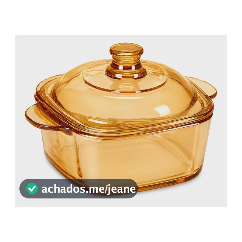 Travessa De Vidro Tampa Tigela Sopeira Quadrada Âmbar 850ml Âmbar