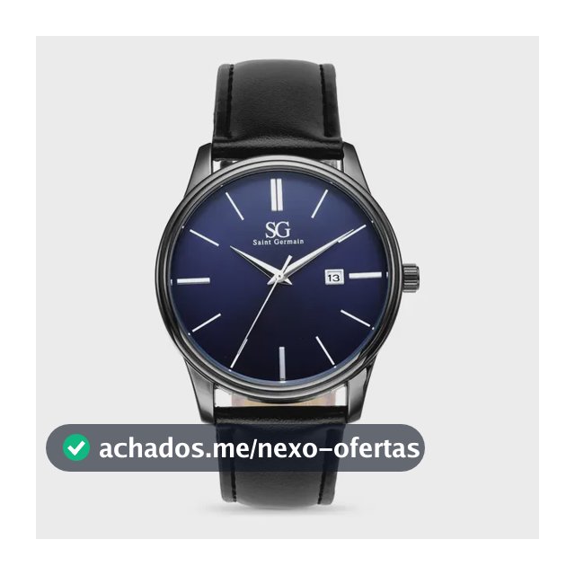 Relógio Masculino Couro Azul Caixa Prata Saint Germain 42mm Preto Azul-marinho