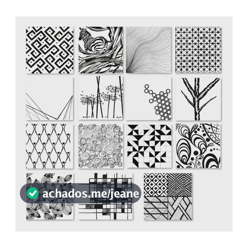 Azulejos Decorativos P/parede Linha Trama 15x15 1m2 (42 Pçs) Preto/branco