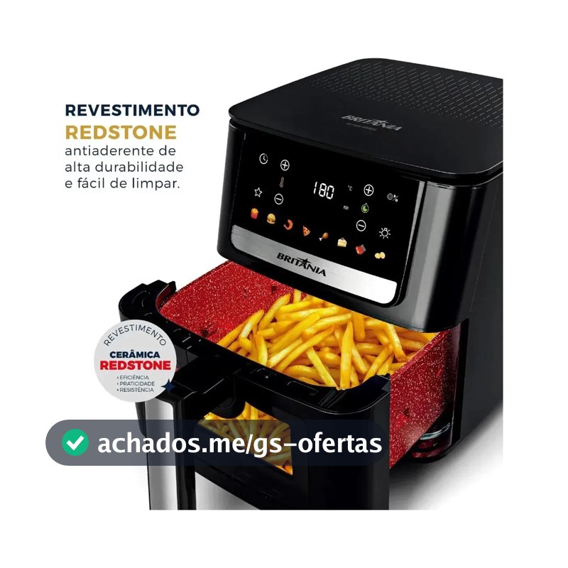 Air Fryer Britânia 6,5L 1700W 8 Funções Painel Digital Redstone BAF65A