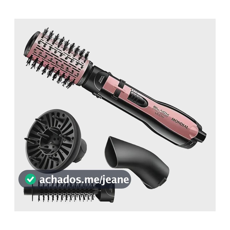 Escova Rotativa 1200w Er-10 Mondial Black Rose 110v Cerâmica + Tourmaline Íon