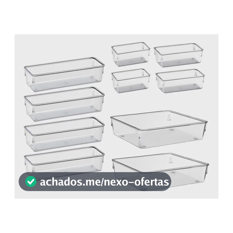 Kit 10 Organizador Multiuso Modular Gaveta Acrilico Rebirth Cor Cristal