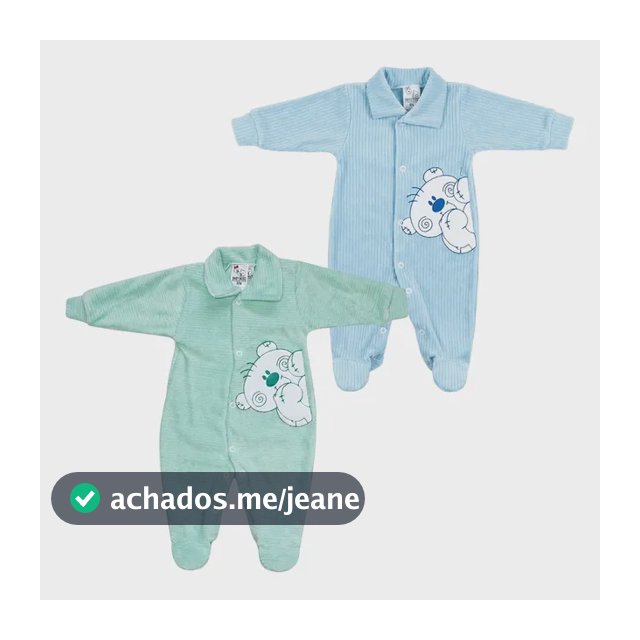 Kit 2 Peças Macacão Bebê Menino Plush Bordado Algodão Básico