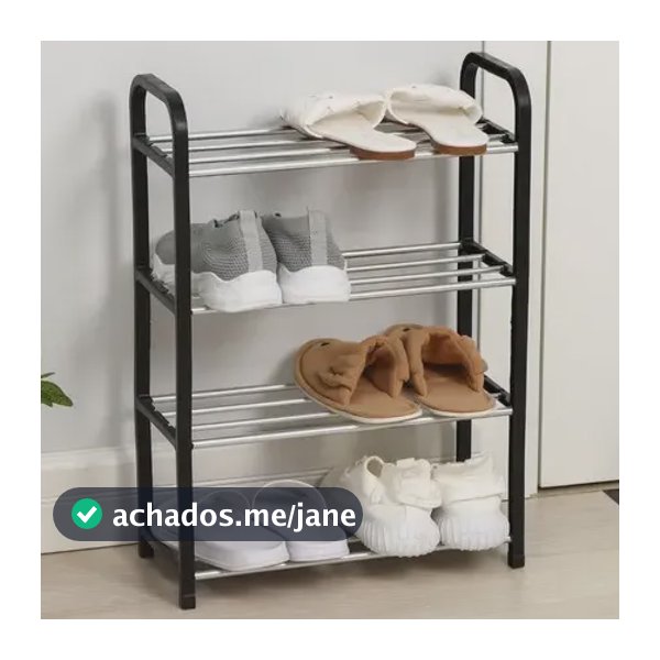 Sapateira Organizador Estante Sapateira 8 Pares Preto Plástico Aço