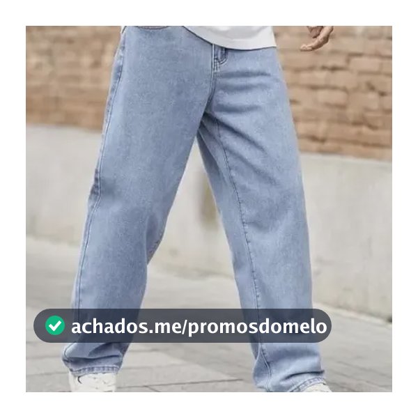 Calça Jeans Balão Masculina Baggy Bag Reta Larga Streetwear