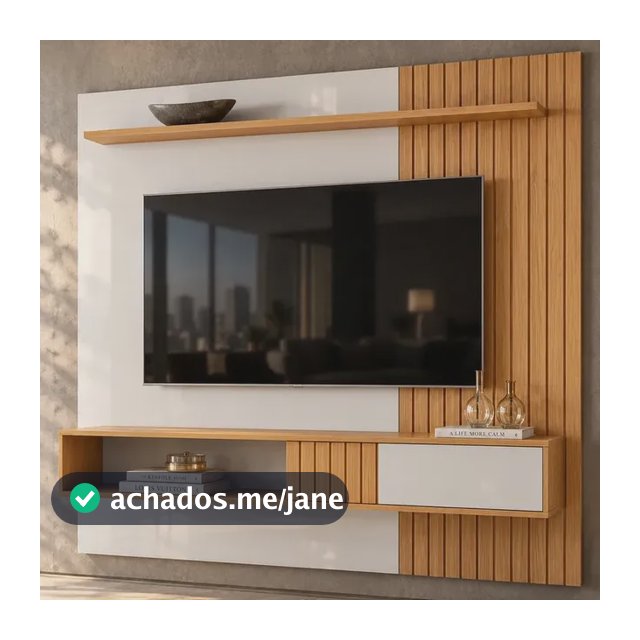 Painel Bancada Suspensa Dj Cosmos 1500 Para Tv Até 55 Ripado Porta Deslizante Design Sala Moderna Cor Bali/Cedro