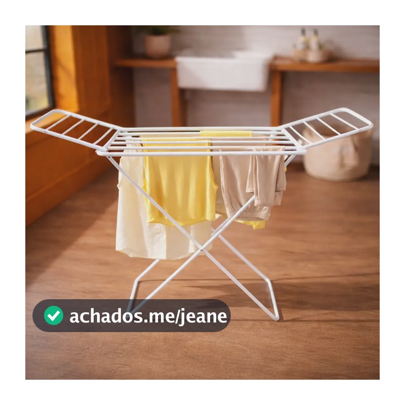 Varal De Chão Com Abas Italar 160cm Resistente Portátil Branco